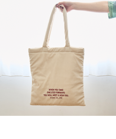 ロゴ刺繍コーデュロイトートバッグ