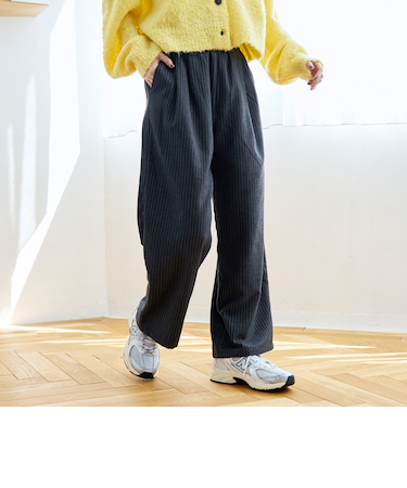 TRストライプタックワイドパンツ