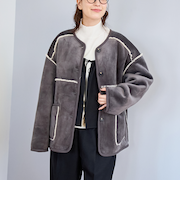 リバーシブル ノーカラーコーデュロイブルゾン