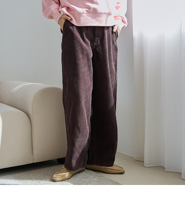 バイオウォッシュコーデュロイワイドパンツ