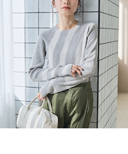 モチモチ ウォッシャブルリブクルーネックニット【Youtube紹介アイテム】