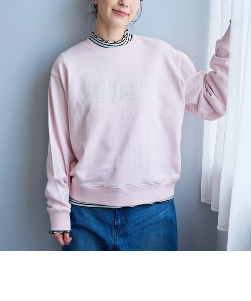 フロッキーロゴプリント裏毛スウェット