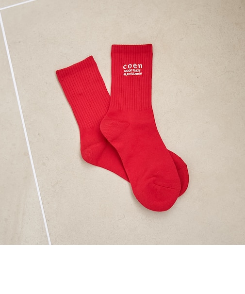 【再入荷 / 新色登場】coen（コーエン）ロゴ刺繍リブソックス