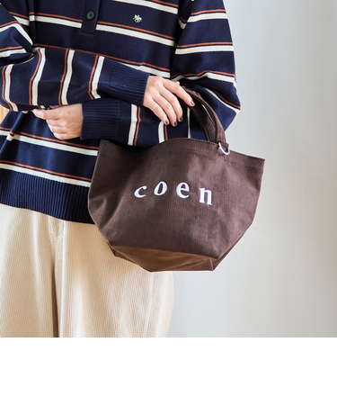 【一部WEB限定カラー・新素材】coen（コーエン）ロゴ アソートトートバッグ(Sサイズ)