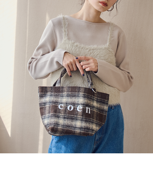 【一部WEB限定カラー・新素材】coen(コーエン)ロゴ アソートトートバッグ(Sサイズ)