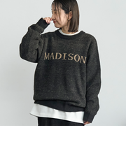 ショートフェザーニットロゴプルオーバー