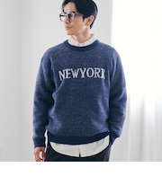 ショートフェザーニットロゴプルオーバー