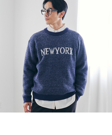 ショートフェザーニットロゴプルオーバー