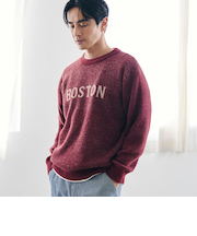 ショートフェザーニットロゴプルオーバー