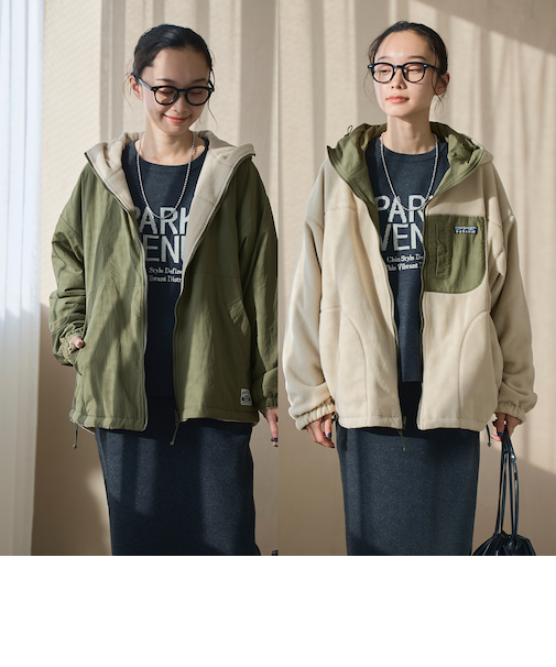 【PARKNIK（パークニック）】リバーシブルフーディブルゾン