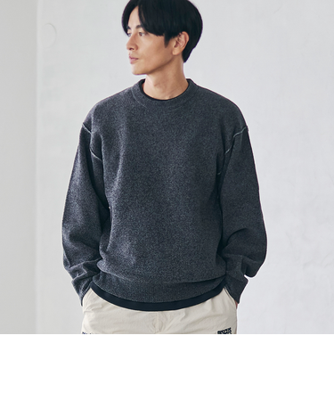 リバーシブルソフトタッチモールニットプルオーバー