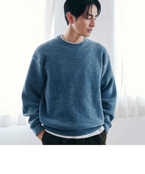 リバーシブルソフトタッチモールニットプルオーバー