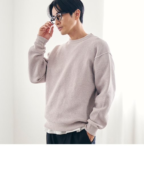 リバーシブルソフトタッチモールニットプルオーバー