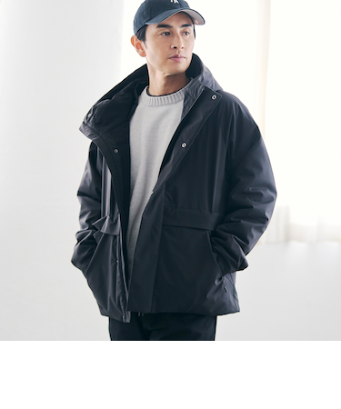 ヒートシェルターフードブルゾン【保温性、撥水性、帯電防止（裏生地）】