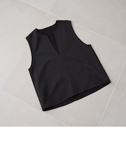 ウールライク裏起毛キーネックベスト