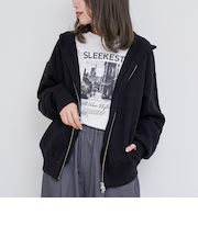 スウェットライク ニットジップパーカー