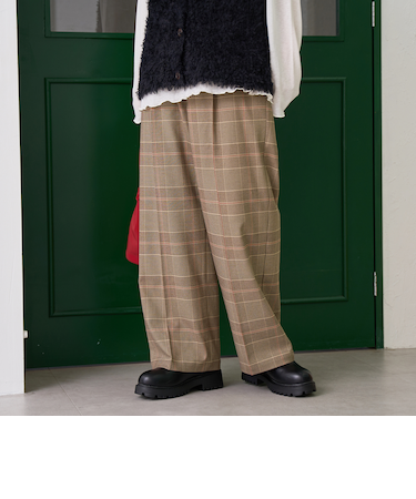 【定番】イージービューティーチェックワイドパンツ（WEB限定サイズあり）