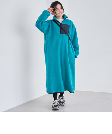 【PARKNIK（パークニック）】ハーフスナップフリースワンピース