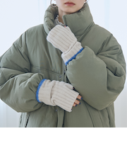 配色ラインリブアームウォーマー