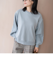 ケーブルニットドッキング切替裏毛スウェット1