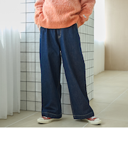 裏起毛ワイドデニムパンツ