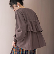 フリルドッキングピグメント裏毛スウェット