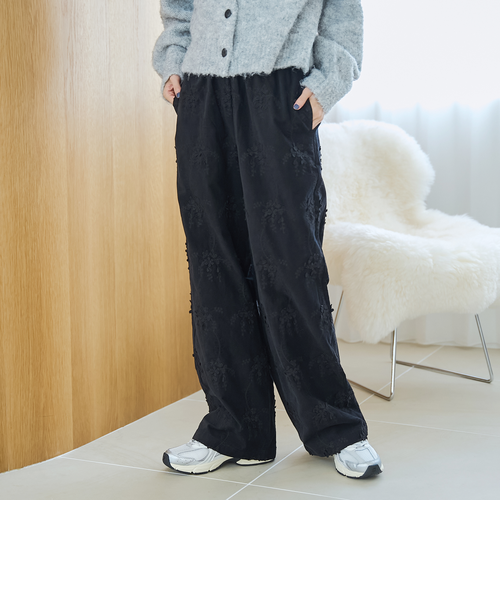 3Dフラワー刺繍 コーデュロイイージーワイドパンツ｜コーエンの通販