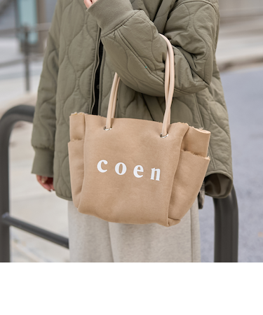 coen（コーエン）ロゴ リバーシブルフェイクムートンボアトート（WEB限定カラーあり）