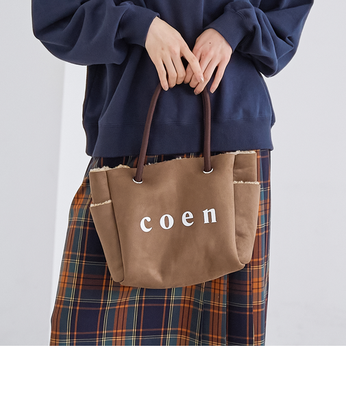 coen（コーエン）ロゴ リバーシブルフェイクムートンボアトート（WEB限定カラーあり）