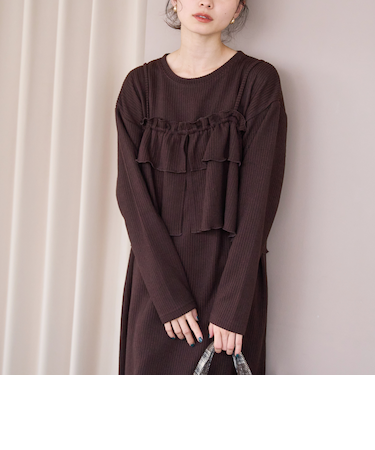 【セットアイテム】起毛リブキャミセットワンピース