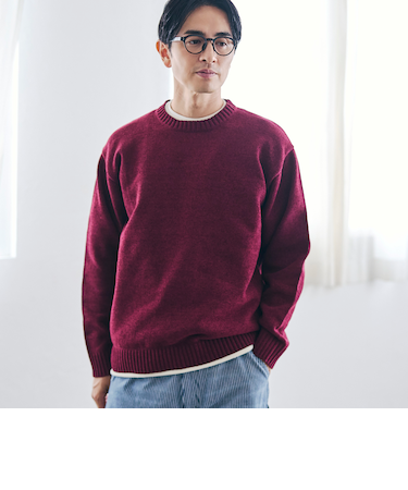 フェイクレイヤードモールニット