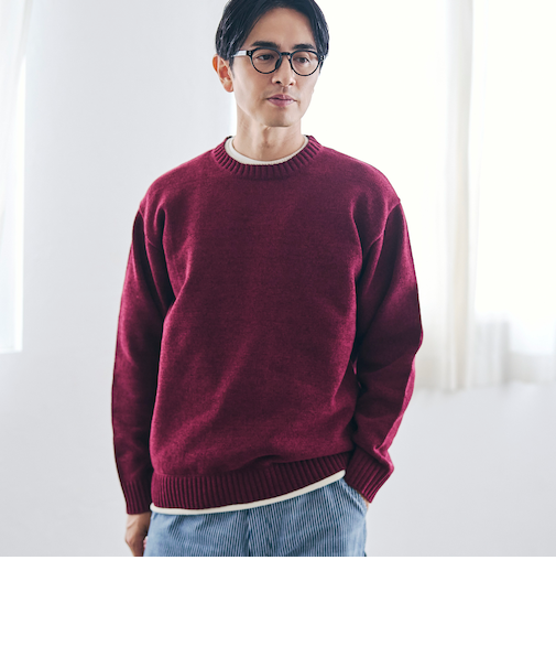 フェイクレイヤードモールニット