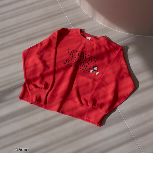 【MICKEY（ミッキー）/別注】ショート丈裏毛ロゴスウェット