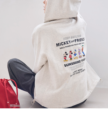 【MICKEY（ミッキー）/別注】バックプリントハーフジップ裏毛フーディ