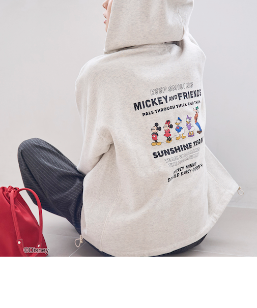 【MICKEY（ミッキー）/別注】バックプリントハーフジップ裏毛フーディ