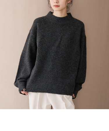 フラッフィーモックネック ウォッシャブルニット（WEB限定カラーあり）