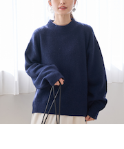 フラッフィーモックネック ウォッシャブルニット(WEB限定カラーあり)