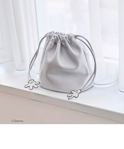 【MICKEY（ミッキー）/別注】レザーライク巾着バッグ