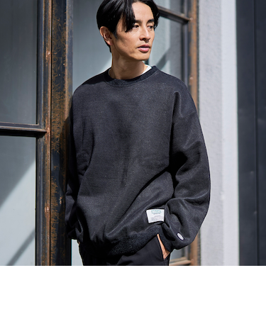 DISCUS （ディスカス）裏フリース 配色プルオーバー