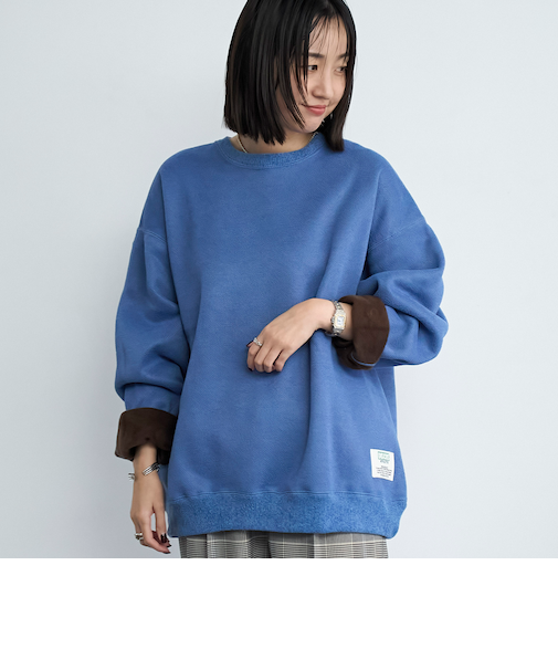 DISCUS （ディスカス）裏フリース 配色プルオーバー