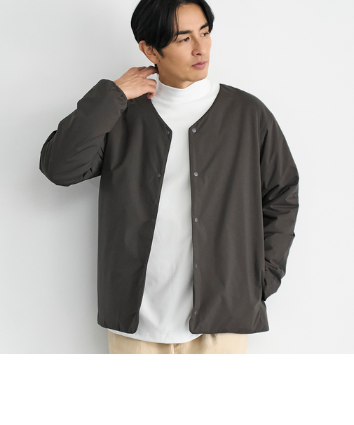 ウィンドブロックノーカラーカーデ【撥水、防風、抗菌防臭（中綿）】