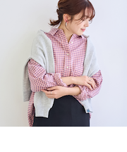 【スプリングカラー】ネルチェック レギュラーカラー長袖シャツ