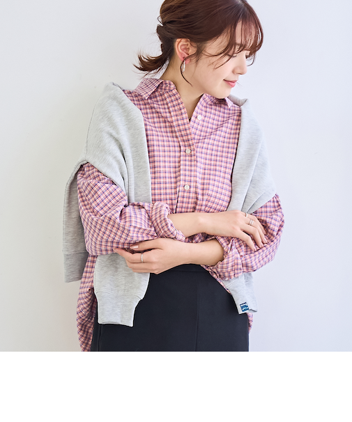 【スプリングカラー】ネルチェック レギュラーカラー長袖シャツ