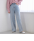 ウエストリボン ワイドストレートデニムパンツ