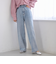 ウエストリボン ワイドストレートデニムパンツ