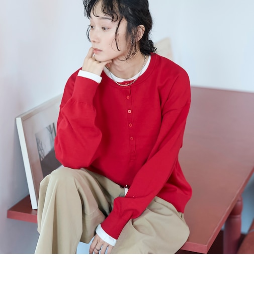 【新色登場/セットアイテム】2wayヘンリーネックニットセット(WEB限定カラーあり)