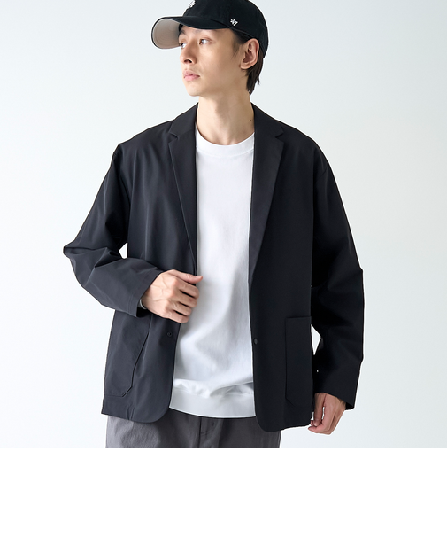 ストレッチテックナイロンテーラードジャケット【ストレッチ、はっ水、耐摩耗性、UVカット】