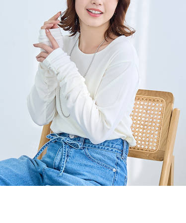 袖くしゅテレコカットソー