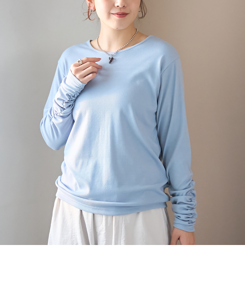 袖くしゅテレコカットソー