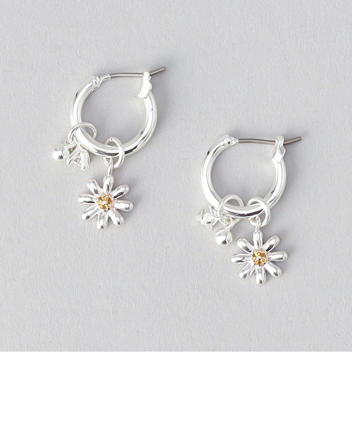 フラワーモチーフ 2wayフープピアス